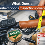 Finished goods inspection measuring product dimensions with quality checks and packaging verification before shipment