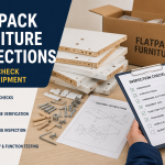 Flatpack furniture inspection checklist with packaging, hardware, assembly testing, and furniture quality control checks before shipment