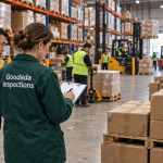 Goodada inspector verifying a foreign seller in a working warehouse