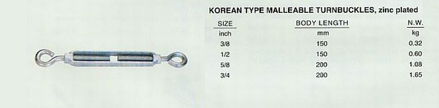 Korean Type Malleable Turnbuckle