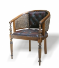 Madras Leather Rattan Arm Chair— DC 021 RL DLX