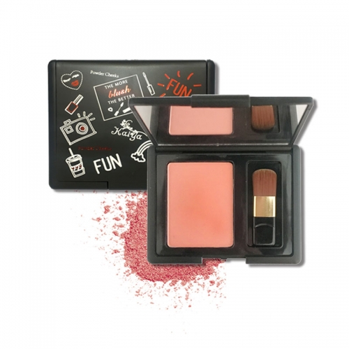 Kaiya OEM Cosmetics Face Makeup Matte Powder Cheeks Natural Powder Blusher Case With Mirror And Brush