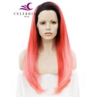 Light Peach Pastel Pink Ombre Synthetic Lace Front Wig