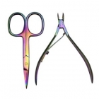 HIGH&rsquo;S Rainbow Stainless Steel Mini Manicure Kit Cuticle Nipper and Nail Scissors Set