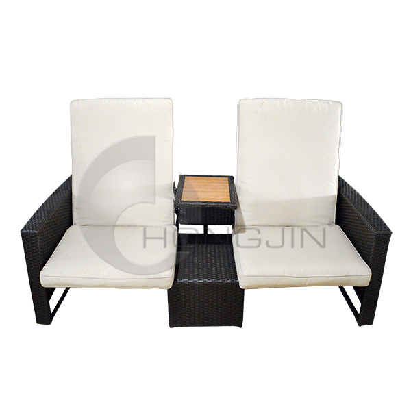 Double Seat Adjustable Wicker Lounge Chair (HJGF060)