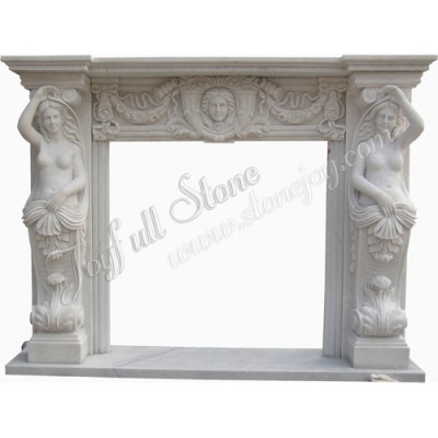 Vintage White Mantel With Statue (FS-116)
